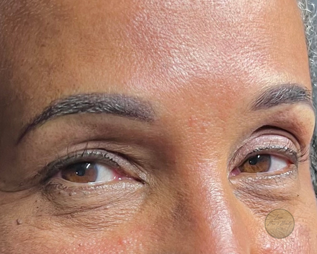 Fresh touch-up powder brows on melanin skin